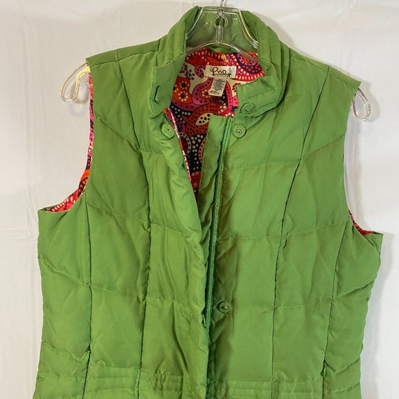 SOLD Lilly Pulitzer Green Quilted Pink Paisley Lined Puffer Vest - Picture 16 of 16